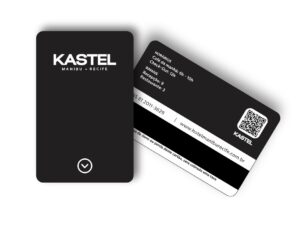 cartão com uso de tecnologias distintas magnética e QR-code.